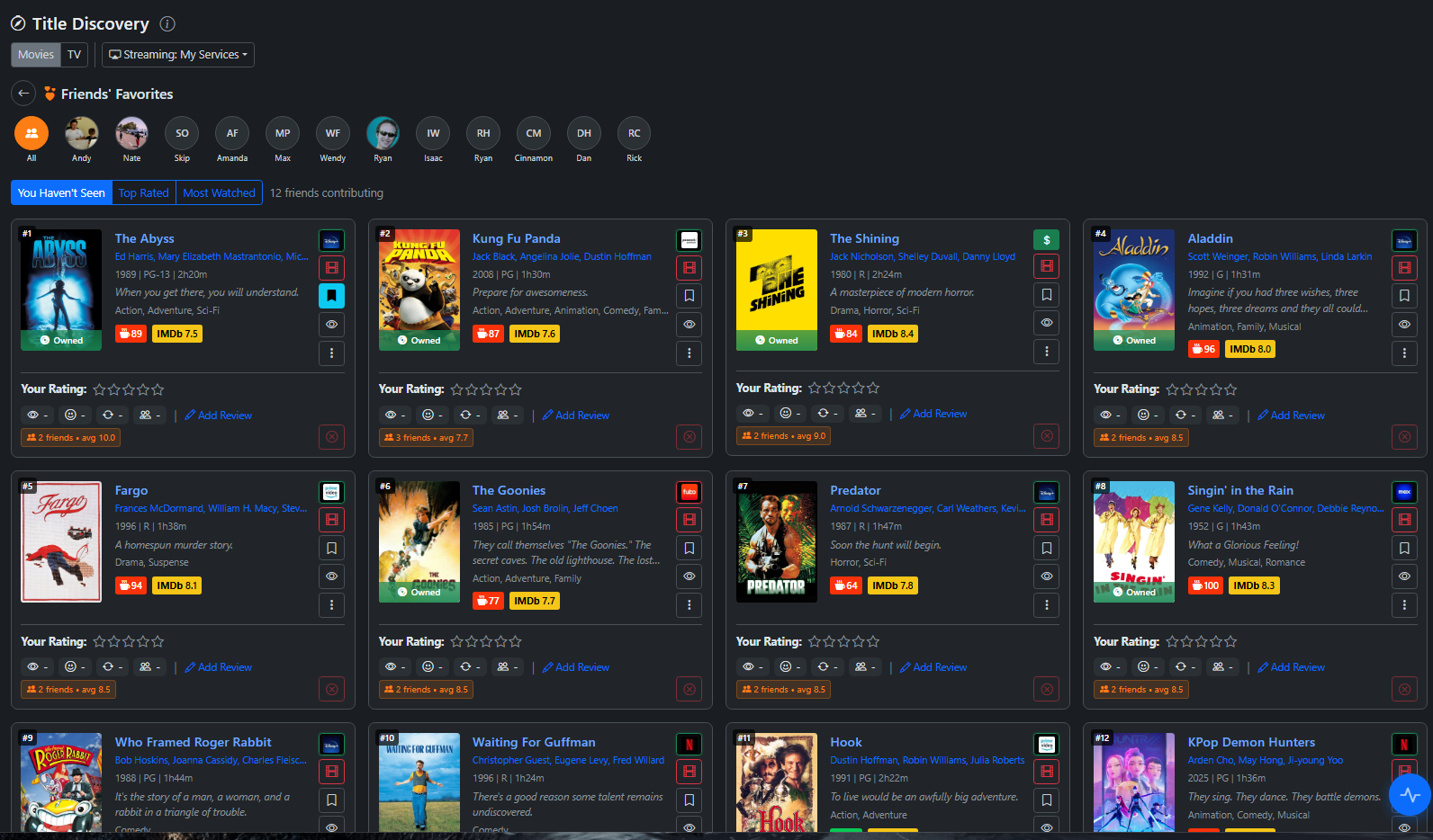 Friends' Favorites discovery lane