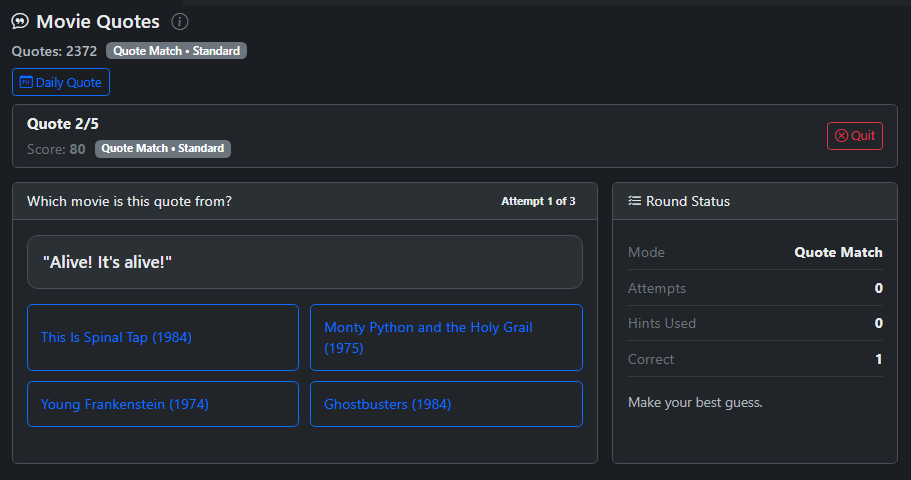 Movie Quotes - name the movie from a famous line