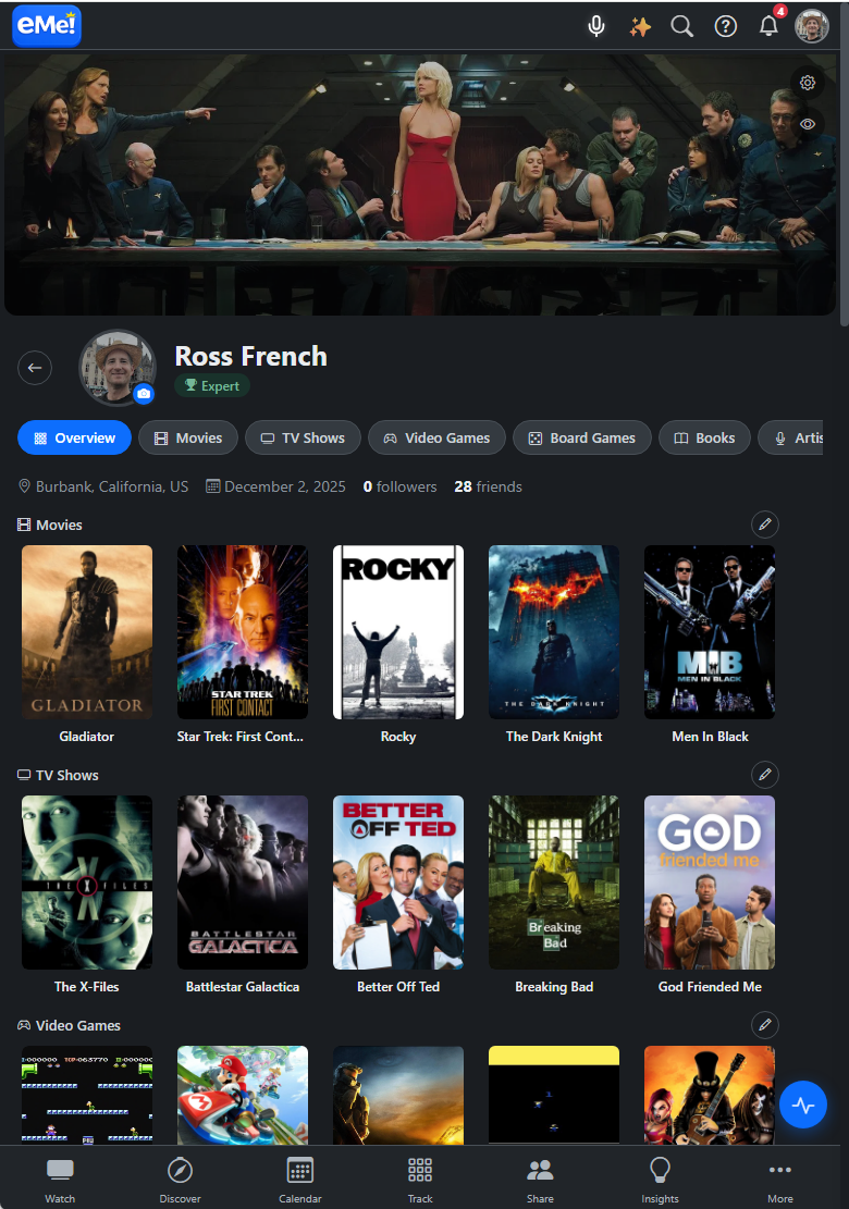 Public Profile - favorites, activity, and more